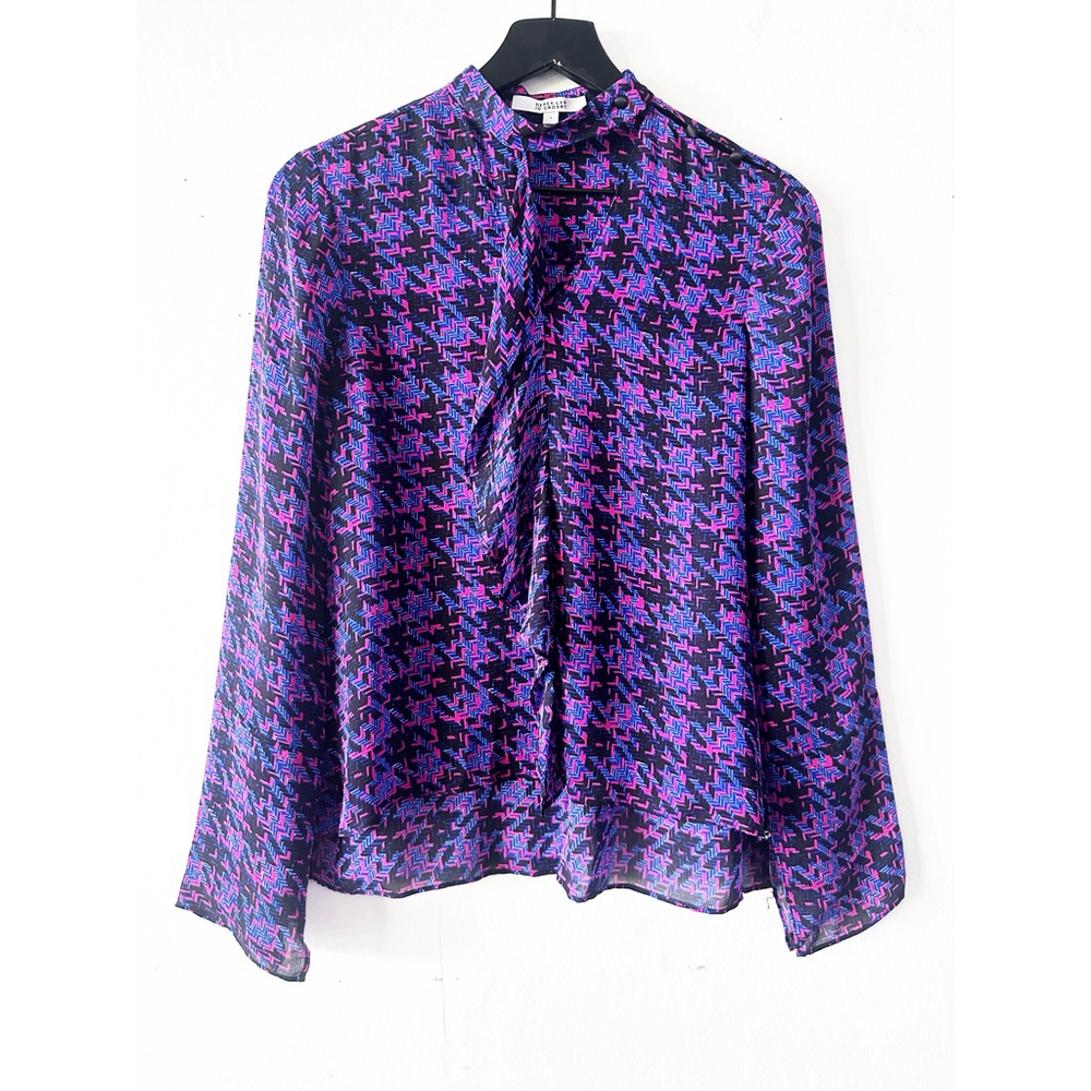 Derek Lam 10 Crosby Blouse Women's Size 2 Purple Blue Silk